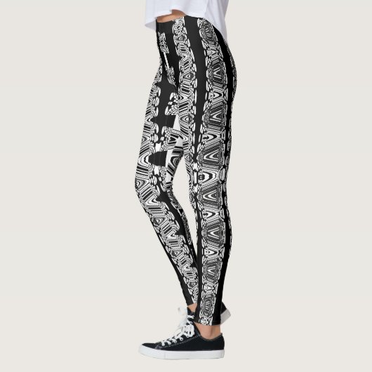 abstraktes Schwarzweißmuster Leggings (Links)