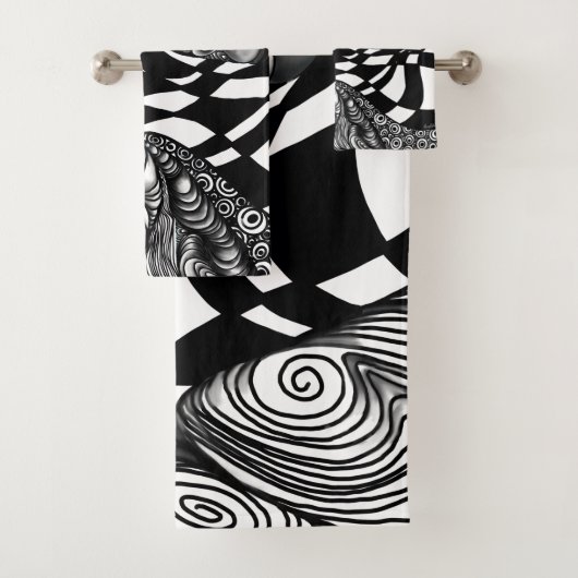 Abstraktes Schwarzweißwinkel Badhandtuch Set (Insitu)