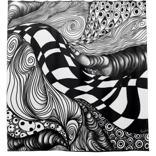 Abstraktes Schwarzweißwinkel Duschvorhang (Vorderseite)