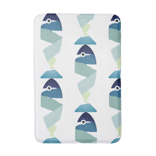 Abstraktes Schwimmen Blauer Fisch Badematte (Vorderseite Vertikal)
