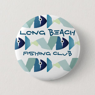 Abstraktes Schwimmen Blauer Fisch Button