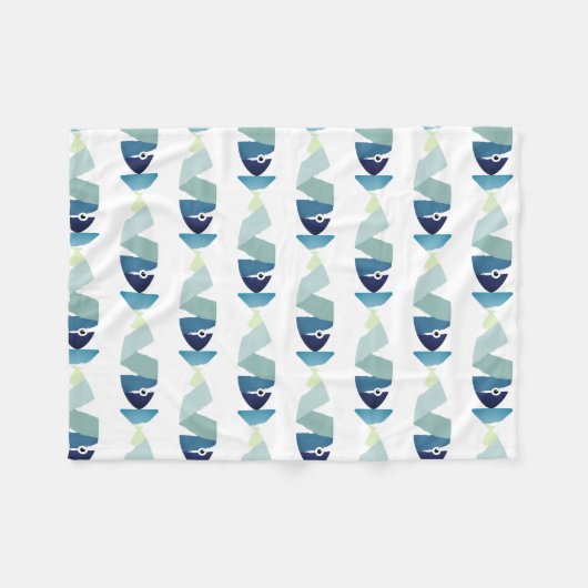 Abstraktes Schwimmen Blauer Fisch Fleecedecke (Vorderseite (Horizontal))