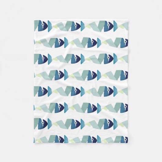 Abstraktes Schwimmen Blauer Fisch Fleecedecke (Vorderseite)