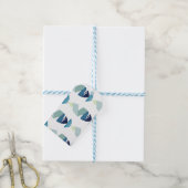 Abstraktes Schwimmen Blauer Fisch Geschenkanhänger (Mit Garn)