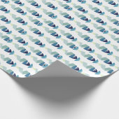 Abstraktes Schwimmen Blauer Fisch Geschenkpapier (Ecke)