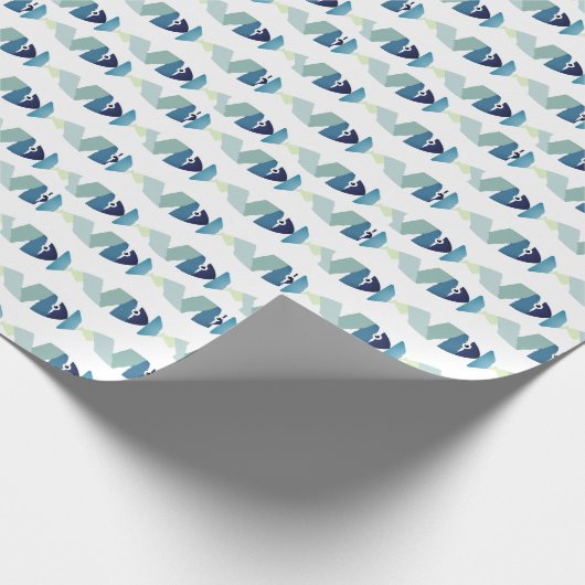 Abstraktes Schwimmen Blauer Fisch Geschenkpapier (Ecke)