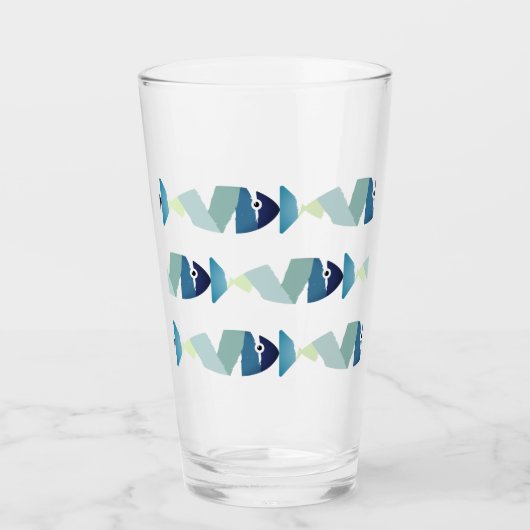 Abstraktes Schwimmen Blauer Fisch Glas (Vorderseite)