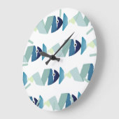 Abstraktes Schwimmen Blauer Fisch Große Wanduhr (Winkel)
