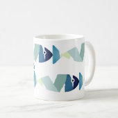 Abstraktes Schwimmen Blauer Fisch Kaffeetasse (VorderseiteRechts)