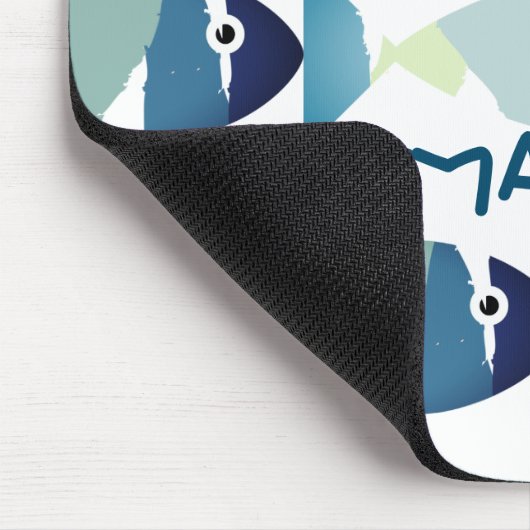 Abstraktes Schwimmen Blauer Fisch Mousepad (Ecke)