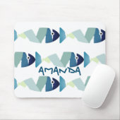 Abstraktes Schwimmen Blauer Fisch Mousepad (Mit Mouse)