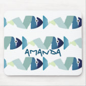 Abstraktes Schwimmen Blauer Fisch Mousepad (Vorne)