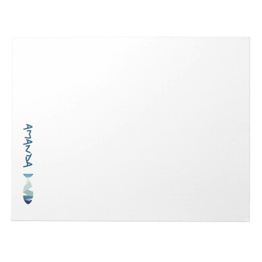 Abstraktes Schwimmen Blauer Fisch Notizblock (Vorderseite)