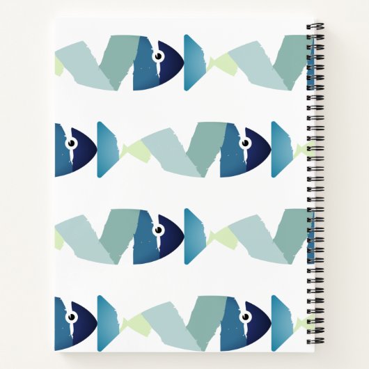 Abstraktes Schwimmen Blauer Fisch Notizblock (Rückseite)