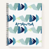 Abstraktes Schwimmen Blauer Fisch Notizblock (Vorderseite)