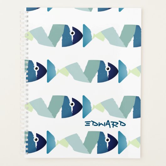 Abstraktes Schwimmen Blauer Fisch Planer (Vorderseite)