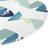 Abstraktes Schwimmen Blauer Fisch Schneidebrett (Ecke)