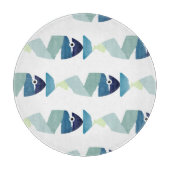 Abstraktes Schwimmen Blauer Fisch Schneidebrett (Vorderseite)