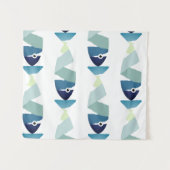 Abstraktes Schwimmen Blauer Fisch Wandteppich (Vorderseite (Horizontal))