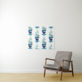 Abstraktes Schwimmen Blauer Fisch Wandteppich (Beispiel (Horizontal))