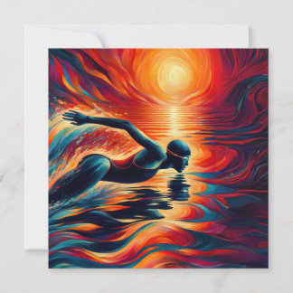 Abstraktes Schwimmerkissen, Schwimmgeschenk, Dekor Feiertagskarte