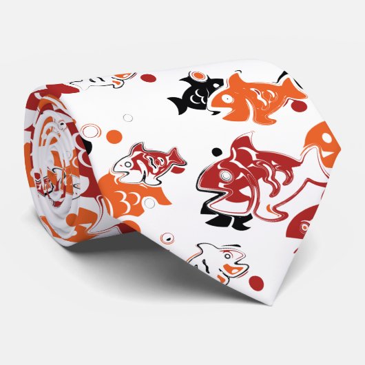 Abstraktes Schwimmmuster Krawatte (Gerollt)