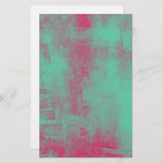 Abstraktes Scrapbook-Papier in Rosa und Grün Briefpapier (Vorne/Hinten)