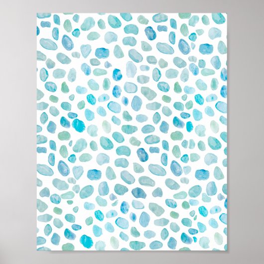 Abstraktes Sea Glass Blue Dose Ocean Pattern Poste Poster (Vorne)