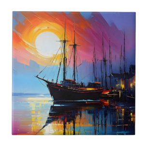 Abstraktes Seascape Oil Acrylfarbe Fliese