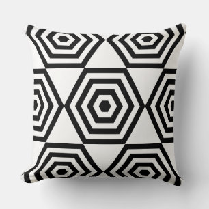 Abstraktes Sechseck Geometrische Form in Schwarz-W Kissen