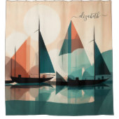 Abstraktes Segelboot Duschvorhang (Vorderseite)