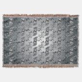 Abstraktes Silber und Schwarz Tulip Boteh Muster Decke (Vorderseite)