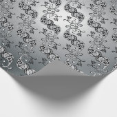 Abstraktes Silber und Schwarz Tulip Boteh Muster Geschenkpapier (Ecke)