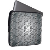 Abstraktes Silber und Schwarz Tulip Boteh Muster Laptopschutzhülle (Vorne Rechts)