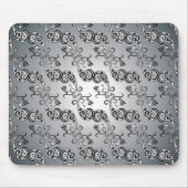 Abstraktes Silber und Schwarz Tulip Boteh Muster Mousepad (Vorne)