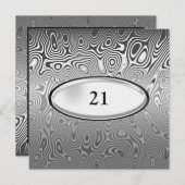 Abstraktes Silbermetall Schwarz 21. Geburtstagskin Einladung (Vorne/Hinten)