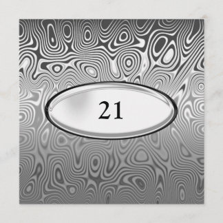 Abstraktes Silbermetall Schwarz 21. Geburtstagskin Einladung