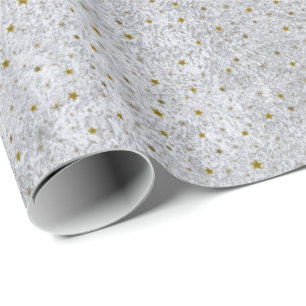 Abstraktes silbernes Papier mit Goldsternen Geschenkpapier