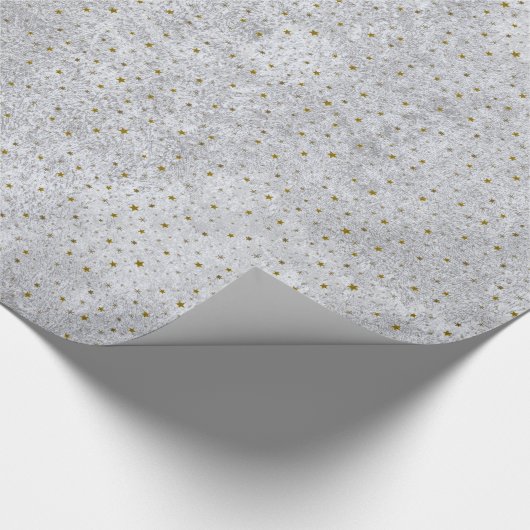 Abstraktes Silberpapier mit Goldstern Geschenkpapier (Ecke)