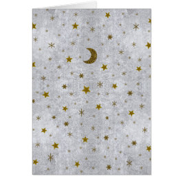 Abstraktes Silberpapier mit Goldstern, Mond