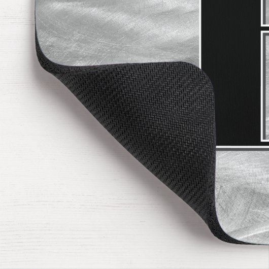 Abstraktes Silver Brushmetall Monogramm Mousepad (Ecke)