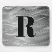Abstraktes Silver Brushmetall Monogramm Mousepad (Vorne)
