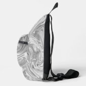 Abstraktes Silver Marble Wirbel Fun Monogramm Crossbody Bag (Rechts)