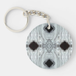 Abstraktes Silvery Gray Schwarz-weiß Paint Fluid A Schlüsselanhänger