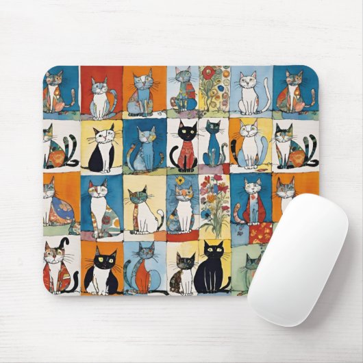 Abstraktes Sitzen Katzen Blumenmuster Mousepad (Mit Mouse)
