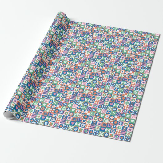 Abstraktes skandinavisches Folkloremuster Geschenkpapier (Ungerollt)
