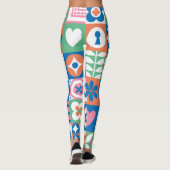 Abstraktes skandinavisches Folkloremuster Leggings (Rückseite)