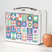 Abstraktes skandinavisches Folkloremuster Metall Brotdose (Beispiel)