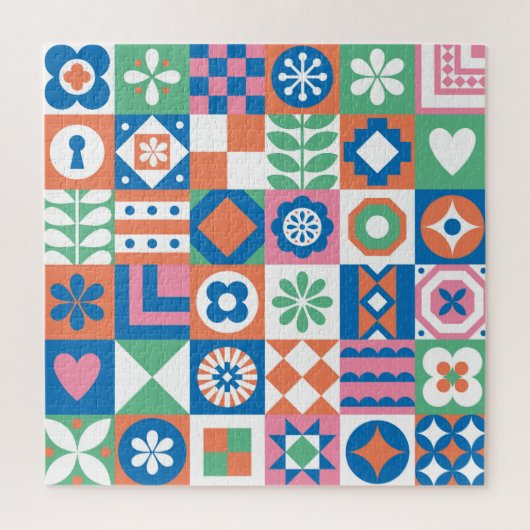 Abstraktes skandinavisches Folkloremuster Puzzle (Vertikal)