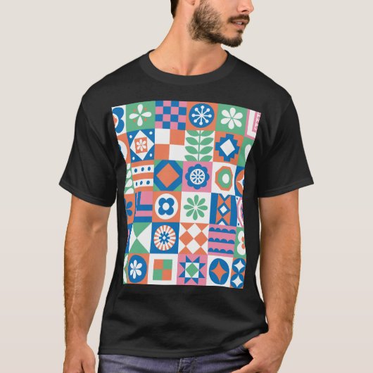 Abstraktes skandinavisches Folkloremuster T-Shirt (Vorderseite)